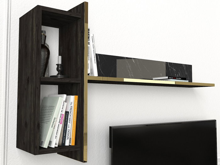 Hanah Home Mueble de TV Veyron Negro y Dorado